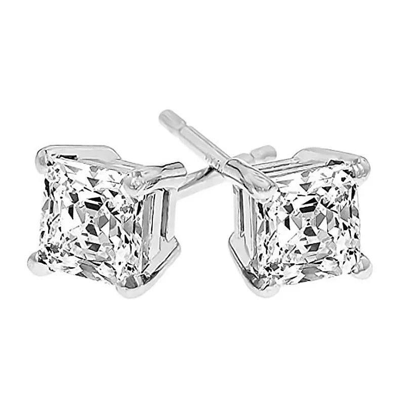 Elegant 925 sterling silver stud earrings featuring stunning square zirconia, earstud for women, gift jewelry