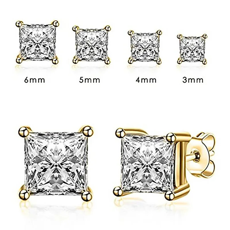 Elegant 925 sterling silver stud earrings featuring stunning square zirconia, earstud for women, gift jewelry