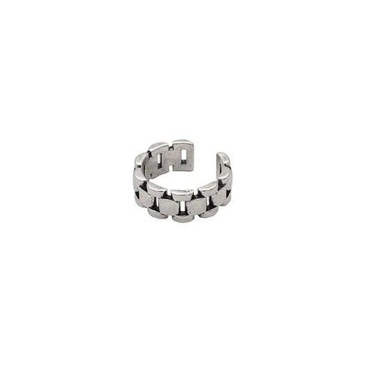 925 Sterling Silver Cross Hollow Chain Ring, Creative Geometric Party Jewelry, Ring for Women