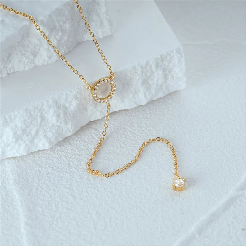 925 Sterling Silver Circle Zircon Pendant Necklace – elegant, sparkly, perfect for any occasion.