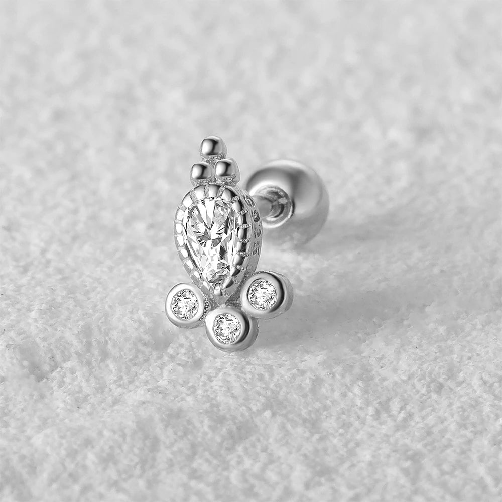 925 Sterling Silver stud earrings with small zircon accents. Perfect for women's.