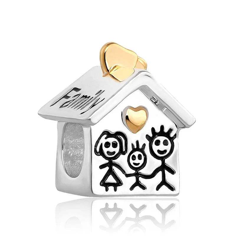 Celebrate family love with 925 Sterling Silver charm pendants featuring boy, girl & mom designs. Pandora compatible.