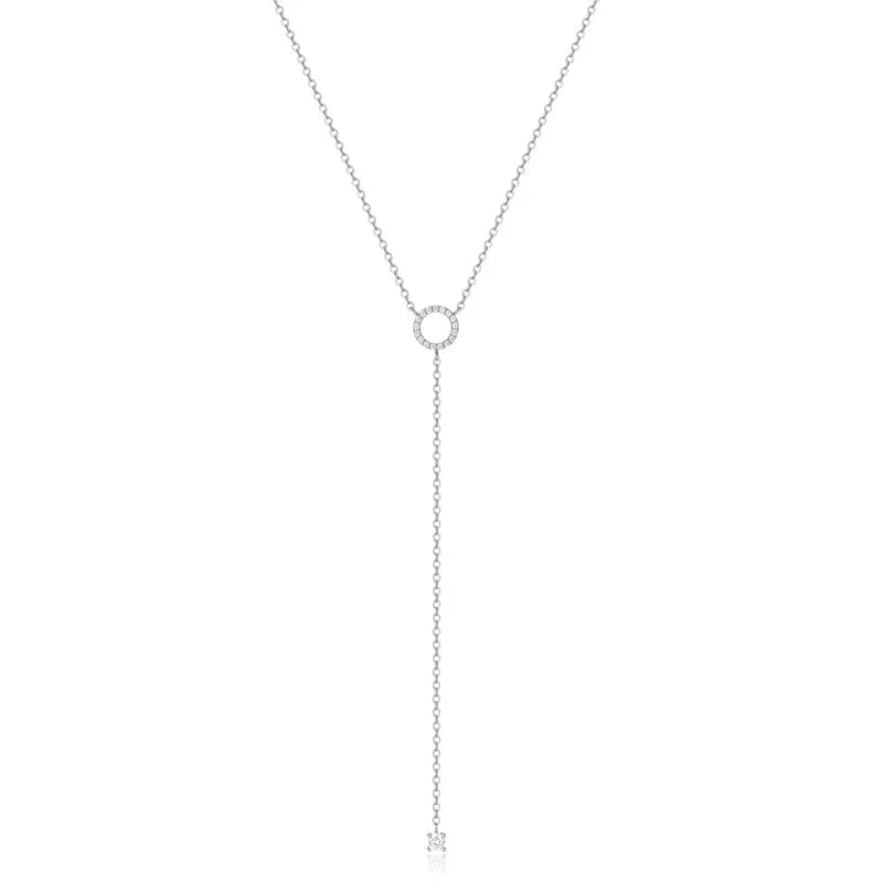 925 Sterling Silver Circle Zircon Pendant Necklace – elegant, sparkly, perfect for any occasion.