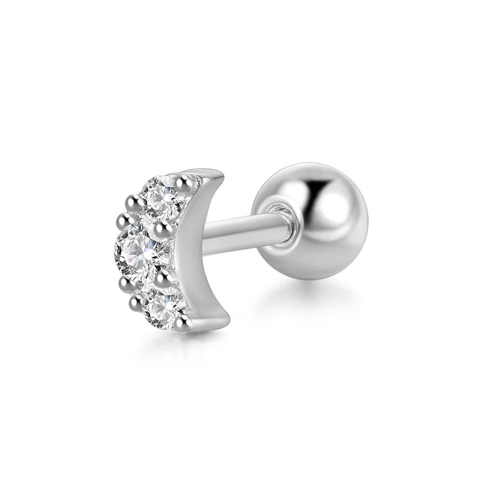 925 Sterling Silver stud earrings with small zircon accents. Perfect for women's.