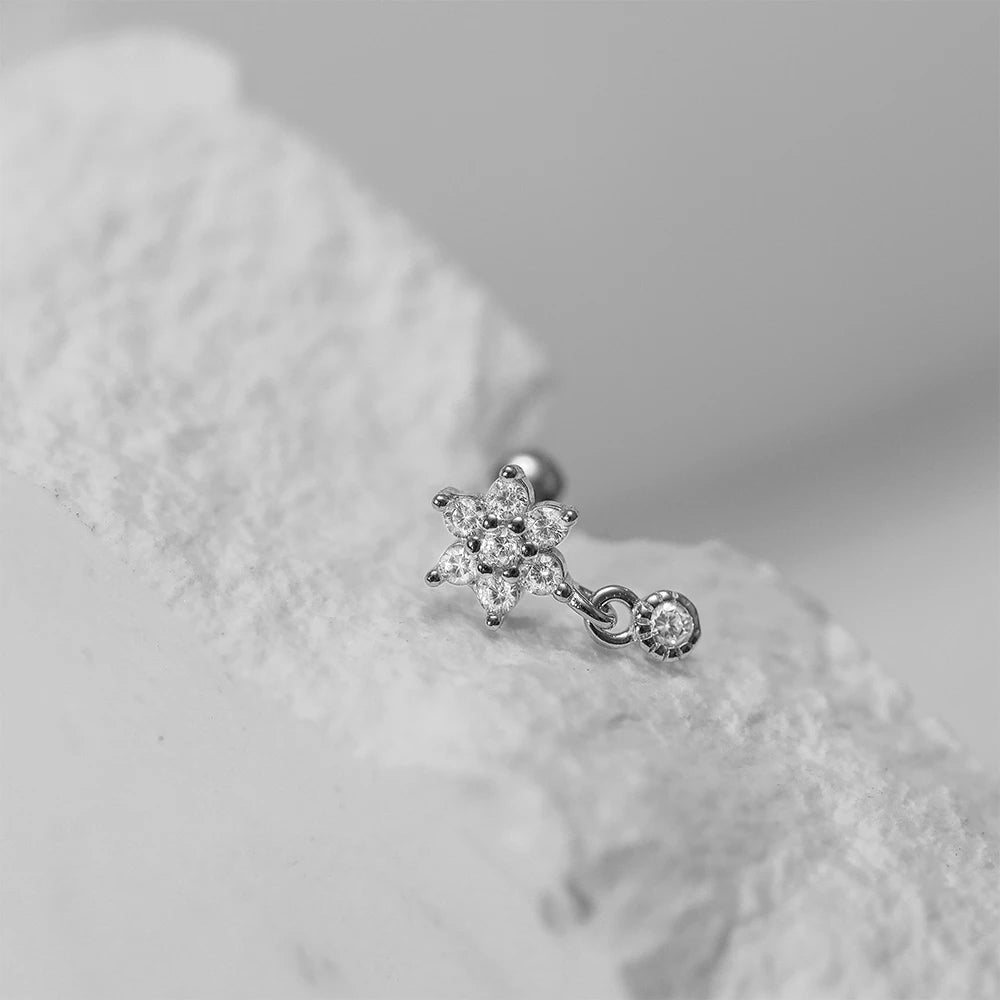 925 Sterling Silver stud earrings with small zircon accents. Perfect for women's.