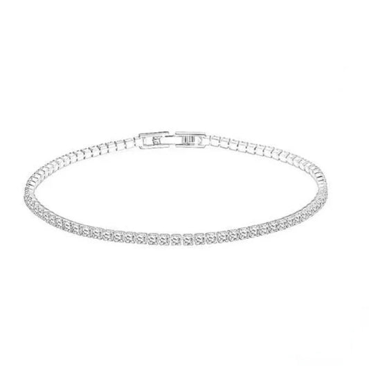 Elegant 925 sterling silver tennis bracelet with 2mm zirconia, perfect anniversary gift. Adjustable 16-19cm