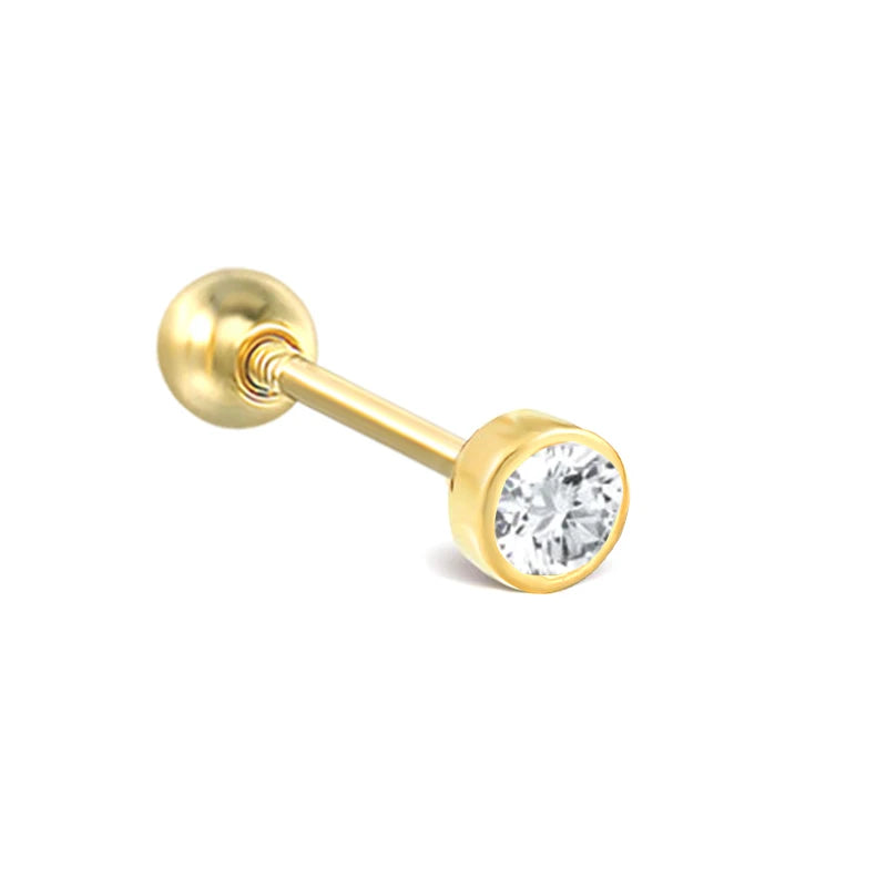 925 Sterling Silver stud earrings with small zircon accents. Perfect for women's.