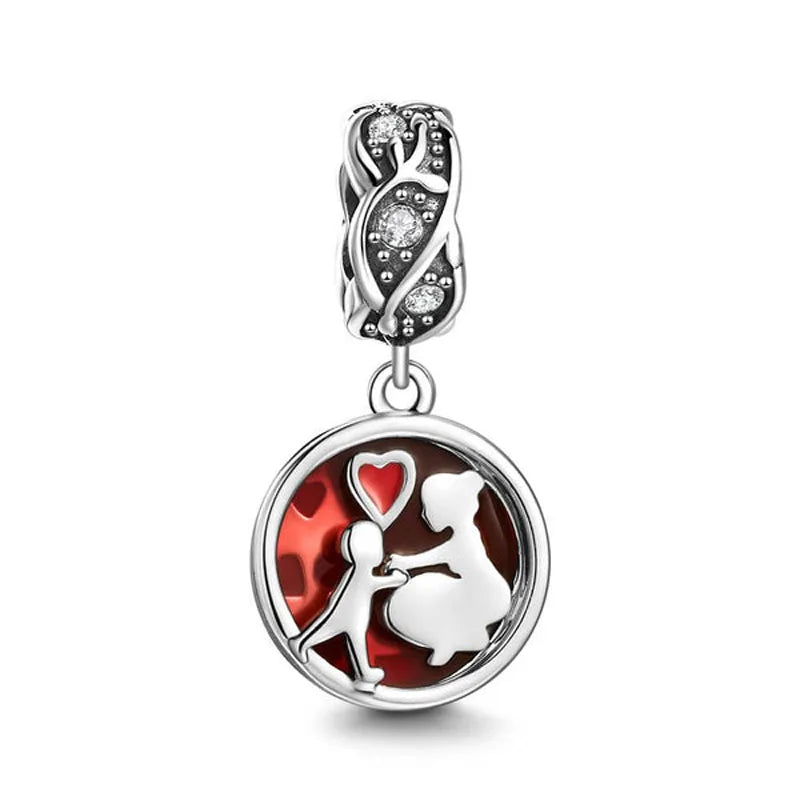 Celebrate family love with 925 Sterling Silver charm pendants featuring boy, girl & mom designs. Pandora compatible.