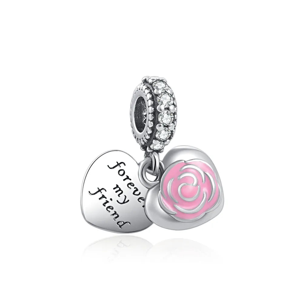 Celebrate family love with 925 Sterling Silver charm pendants featuring boy, girl & mom designs. Pandora compatible.