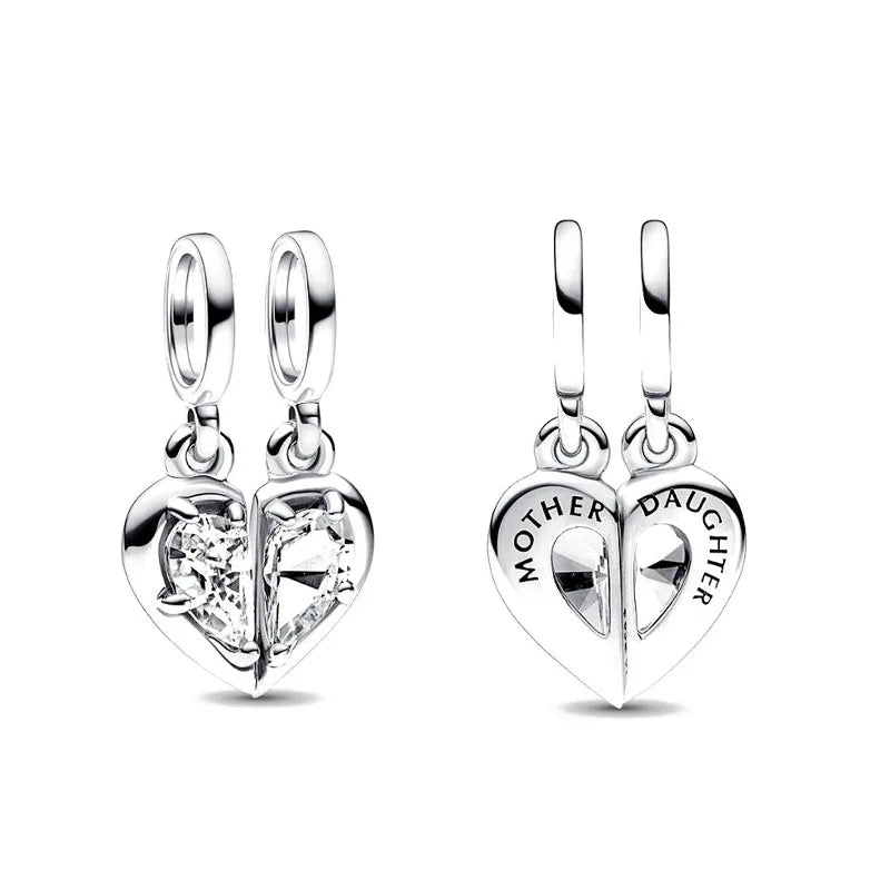 Celebrate family love with 925 Sterling Silver charm pendants featuring boy, girl & mom designs. Pandora compatible.