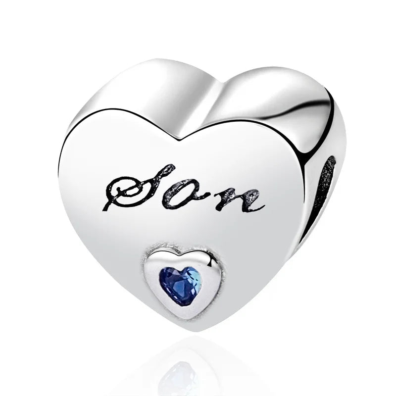 Celebrate family love with 925 Sterling Silver charm pendants featuring boy, girl & mom designs. Pandora compatible.