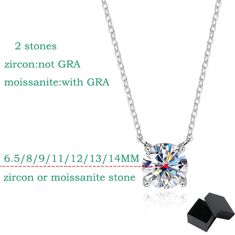 Elegant moissanite necklaces for women, crafted with 925 sterling silver & white gold plating. Perfect for special occasions