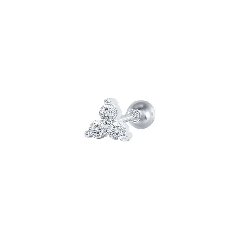 925 Sterling Silver stud earrings with small zircon accents. Perfect for women's.